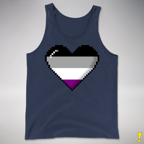 Asexual Pride Pixel Heart Premium Tank Top - Navy